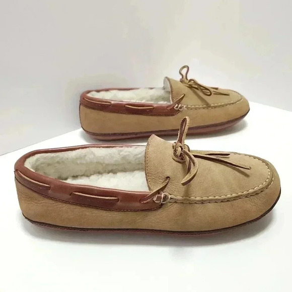 LB EVANS Mens Slipper Size 10 leather Shearling - Picture 2 of 7